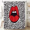 Hippie Lip Print Shower Curtain Waterproof Bathroom Decor Modern Design Black White Red Pattern 3D Printed Fabric Shampoo Bottle