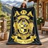 Alpha Phi Alpha Custom Name Flannel Blanket Personalized Soft Warm Plush Throw Blanket Customized Gift for Family Friends