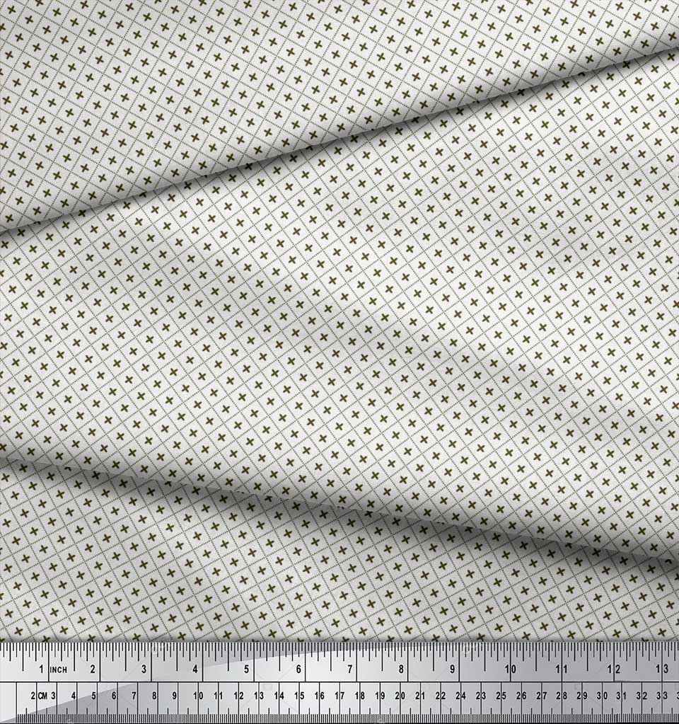 Soimoi Japan Crepe Satin Fabric Check Shirting Print Fabric by Metre 42 Inch