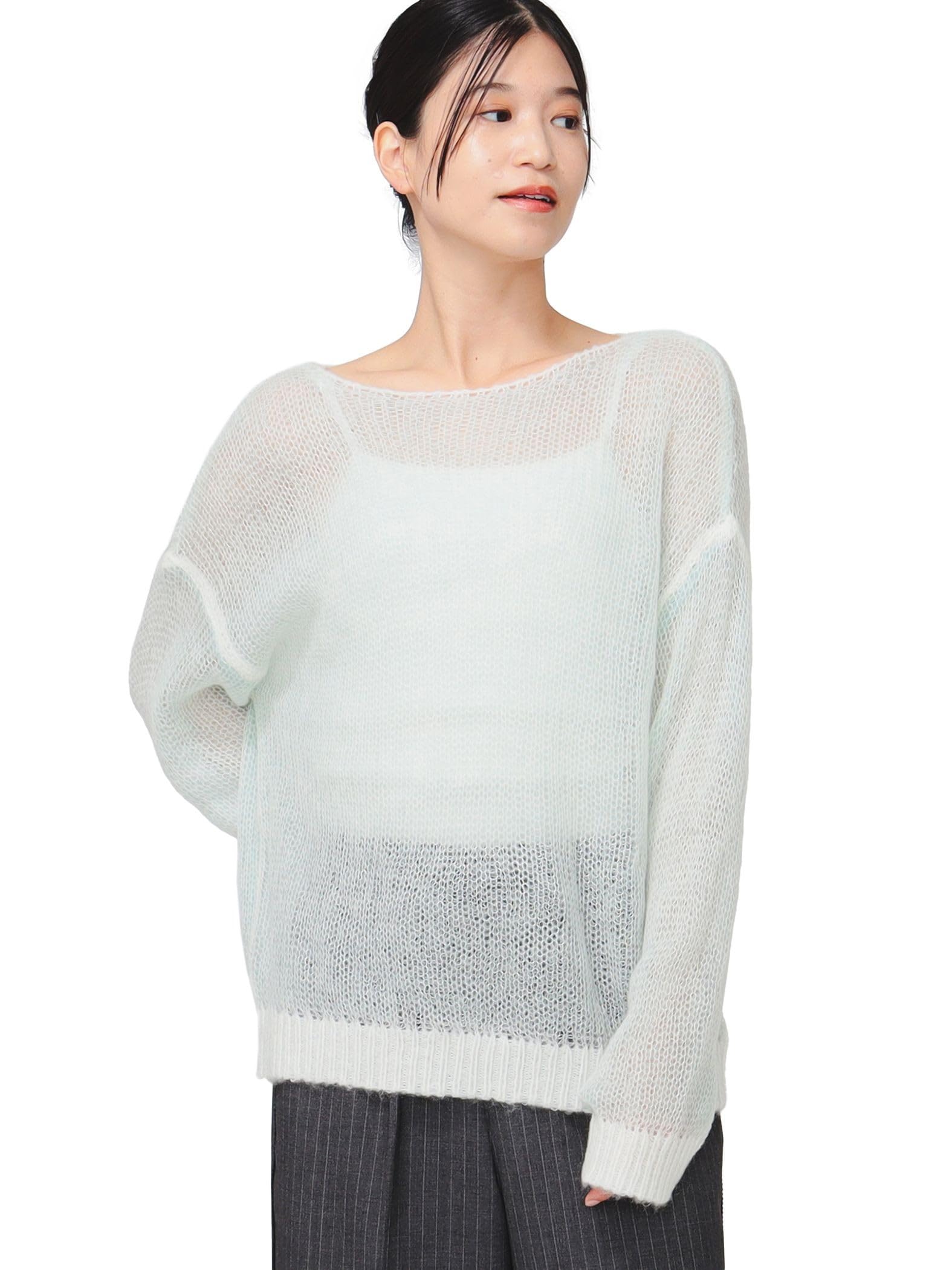 

LIFE STORE by Knit Прозрачный двусторонний трикотаж БЕЛОГО ЦВЕТА ОДИН РАЗМЕР [BEAMING BEAMS] L/S Для женщин