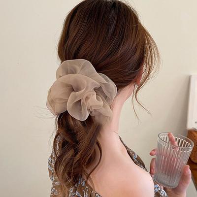 Woman Large Organza Scrunchies Girls Sweet Chiffon Rubber Tie Band Elastic Hair Bands Ponytail Holder Ins Hair Accessories