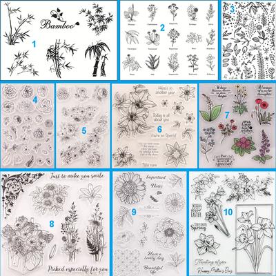 Greeting Flower Transparent Silicone Clear Stamps for Seal DIY Scrapbooking Photo Album Decor Art Leaf Petal