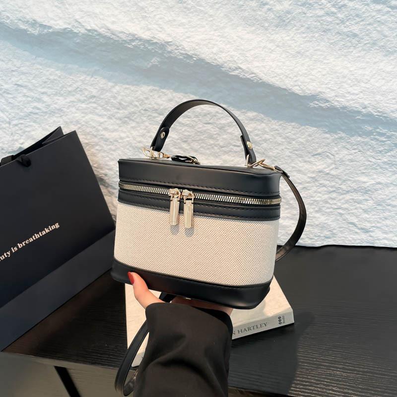 

2025 новая высококачественная цилиндрическая сумка-ведро с контрастной отделкой, сумка-мессенджер женская, универсальная на плечо чёрный