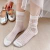 Socks For Women Summer New Solid Color Breathable Girl Thin Socks Simple Japanese Style Casual Mesh Socks Hollow Out Comfortable