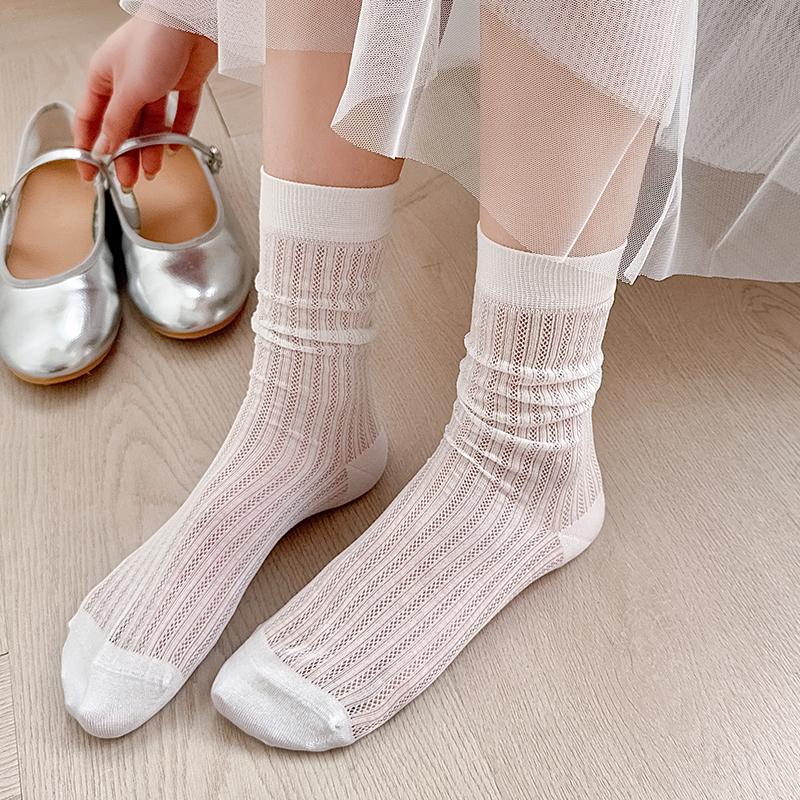 Socks For Women Summer New Solid Color Breathable Girl Thin Socks Simple Japanese Style Casual Mesh Socks Hollow Out Comfortable