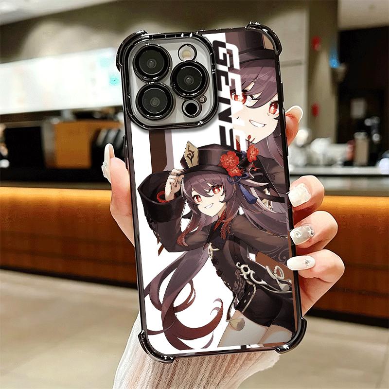 Genshin Impact Desgin Plating Phone Case For Iphone 16 17 Pro Max Air 16E 14 15 Plus 12 13 Mini Anti-Fall Airabag Cover
