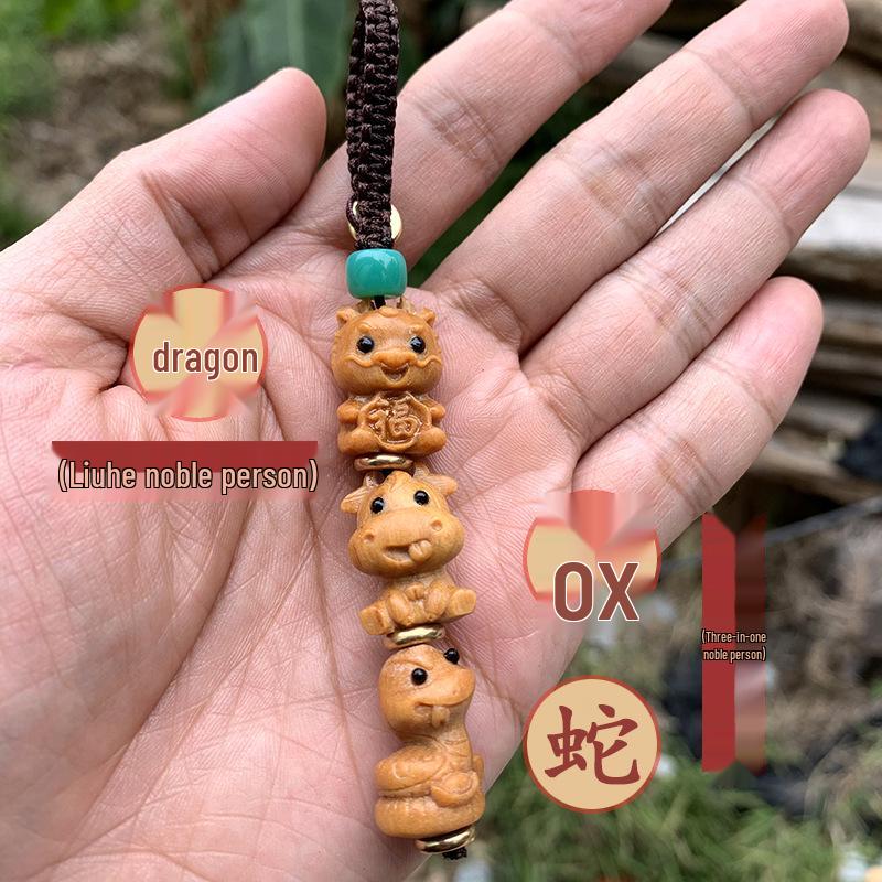 Twelve Zodiac Green Sandalwood Phone Charm - Cute Cartoon Pendant for Bags and Accessories
