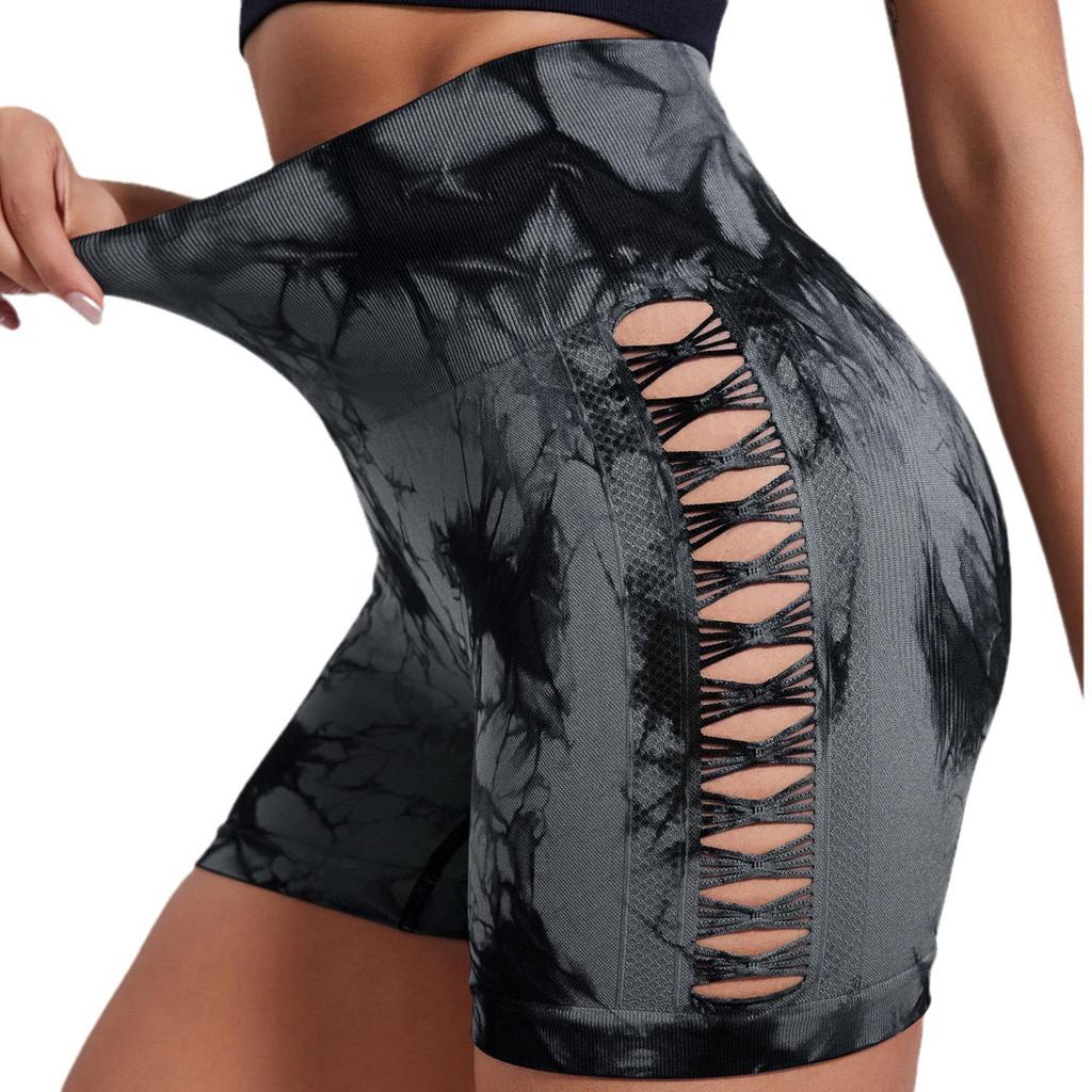 Leggings de Yoga Découpés Tie-Dye Taille Haute - Mesh Peach Butt Fitness Activewear