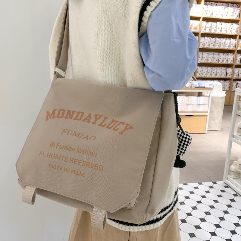 

Сумка кроссбоди женская простая на плечо большой вместимости ретро девушка студентка сумка почтальона для учебников прилив хаки