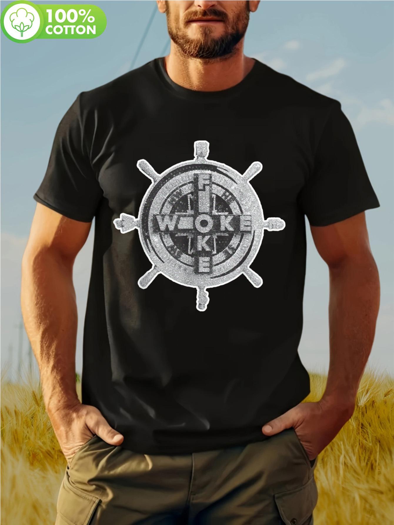 Woke Foke Funny Meme Ship Wheel Compass T-shirt S