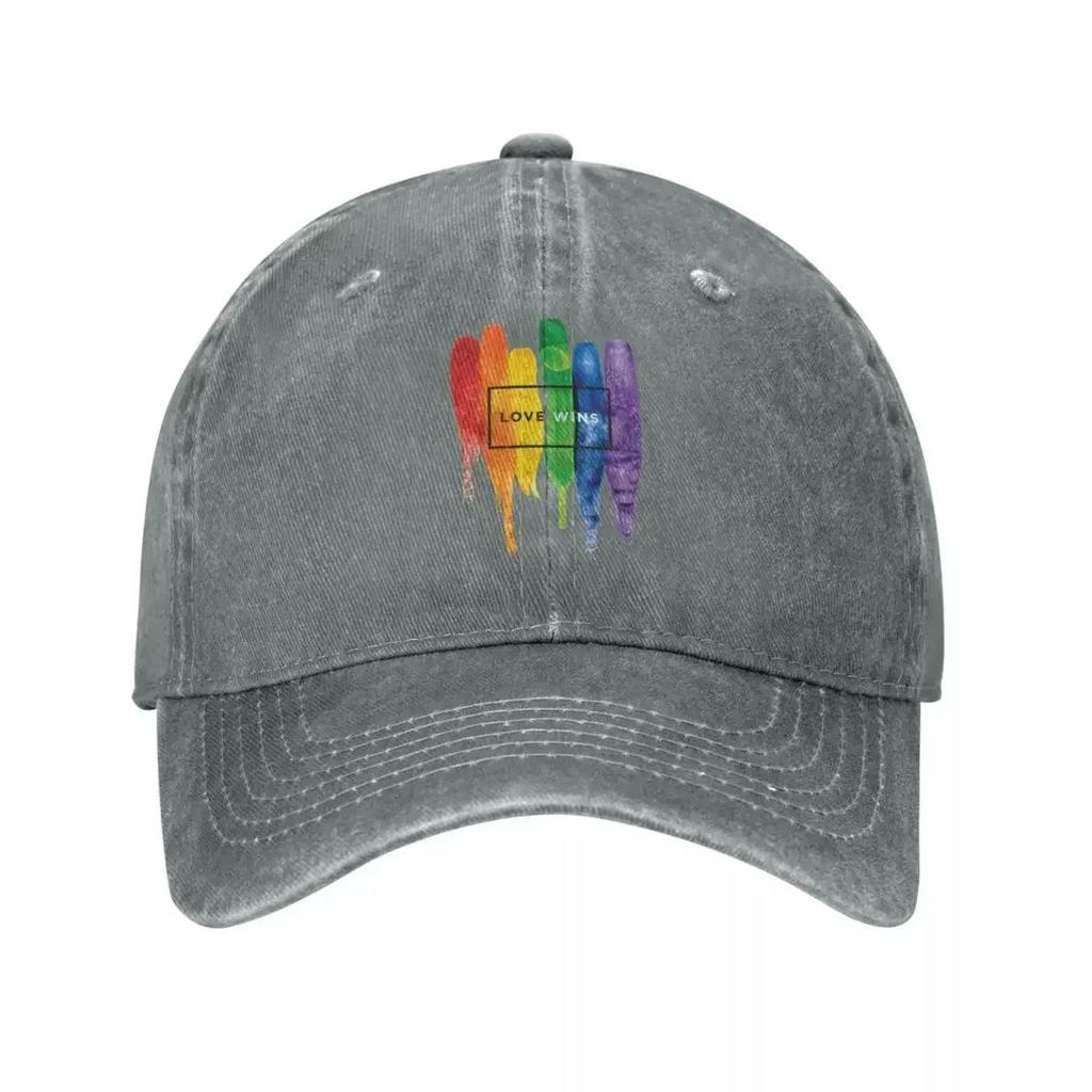 Fashion Baseball Cap Snapback Hats LGBT Rainbow Summer Autumn Cap Hats Gay Pride Washed Denim Casquette Vintage