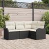 4-Piece Garden Sofa with Black Poly Rattan Cushions, 2-Seater Garden Sofa with Storage and Black Cushions 3354346