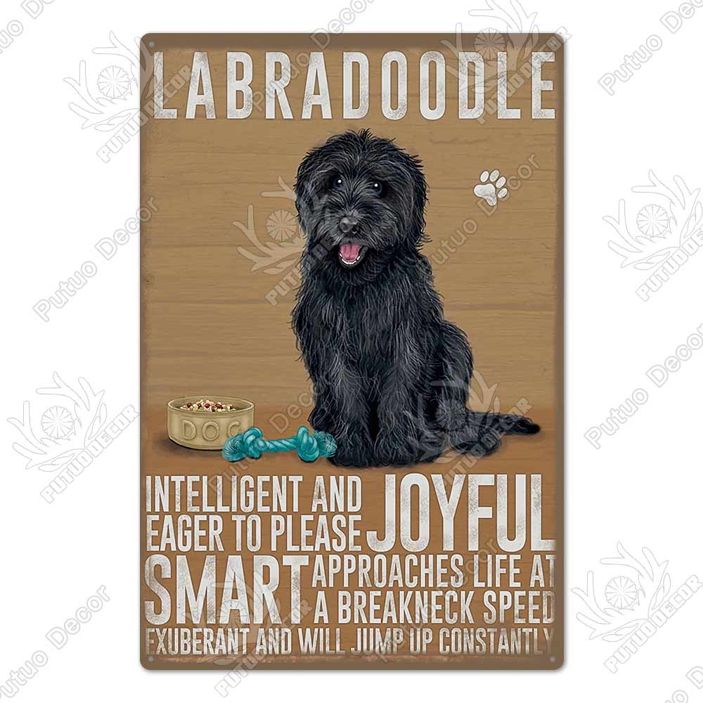 Putuo Decor Dog Vintage Tin Sign Plaque Metal Plate Wall Art Decoration for Living Room Man Cave Cafe Farm Home Retro Poster