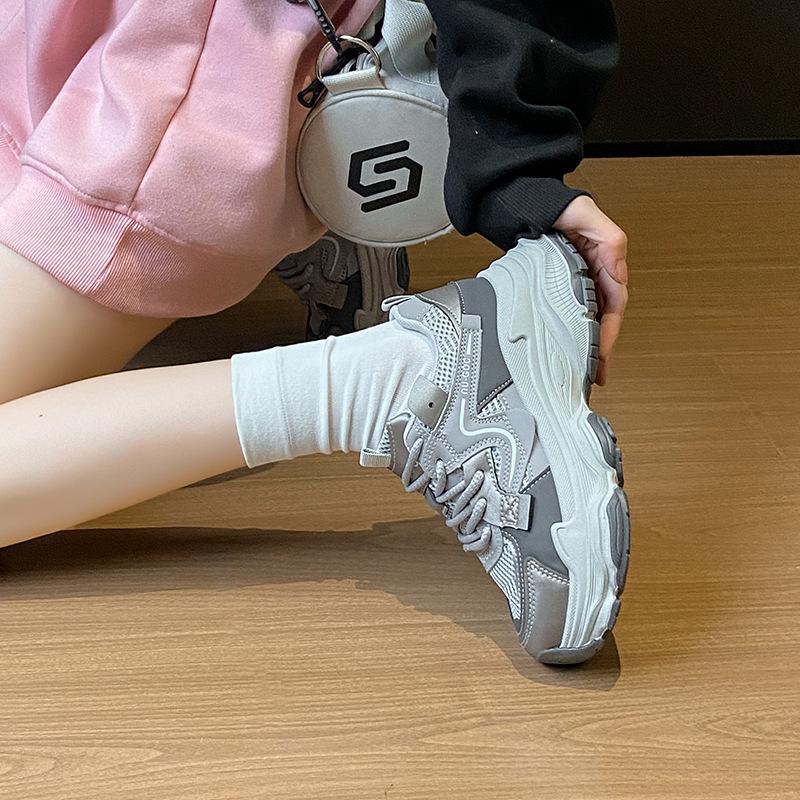 New dad shoes girls spring student sports running shoes casual shoes thick soles increase