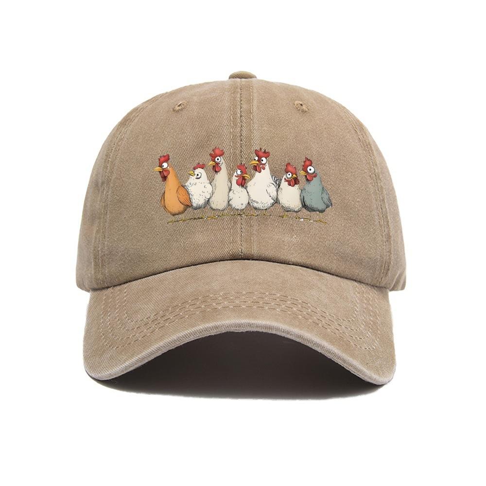 Hot Thanksgiving Flock Logo Print Washed Retro Print Baseball Cap Dad Hat Dad Hat