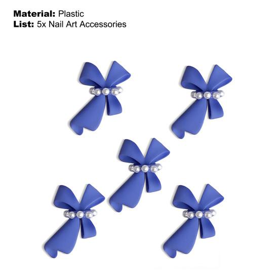 5Pcs Nail Ornaments Faux Pearl Design Vivid Color Plastic All-Purpose 3D Bow-knot DIY Nail Art Decorations