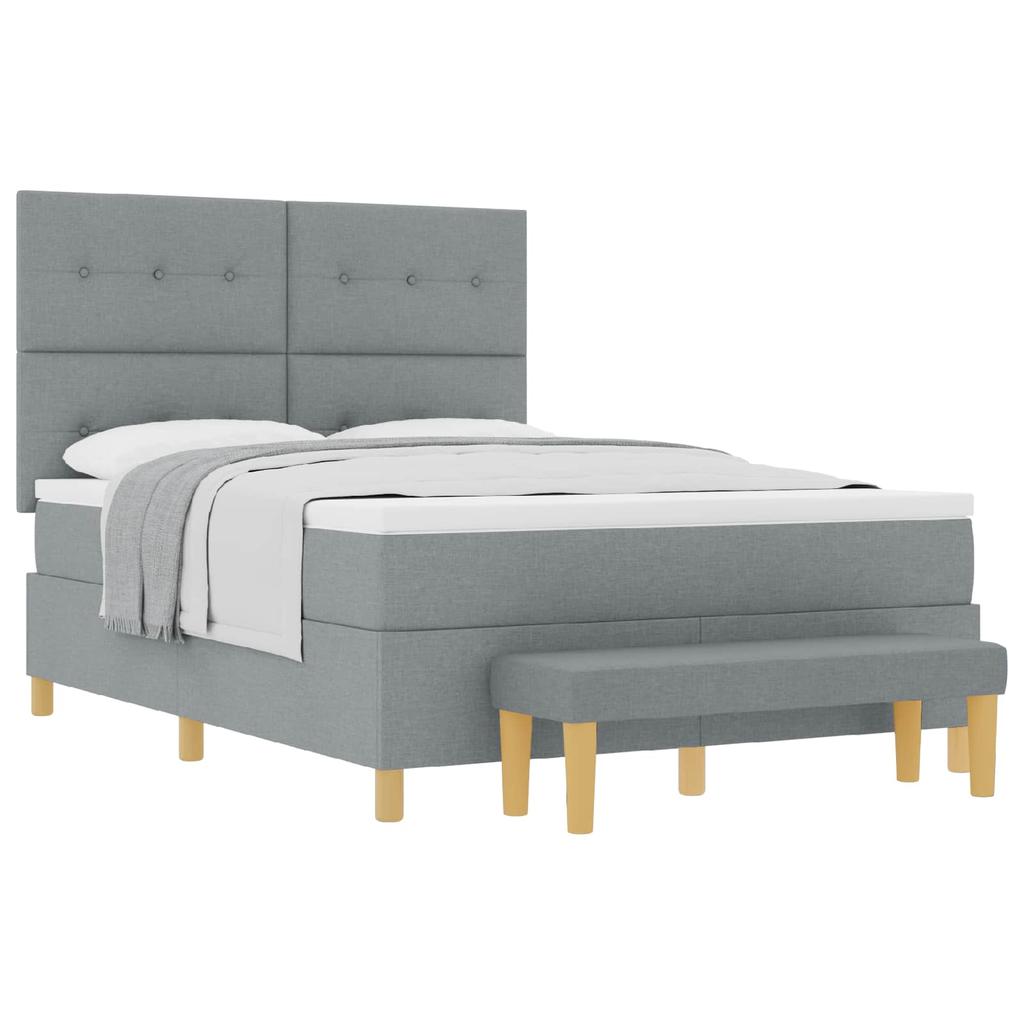 Box Spring Bed with Headboard Light Grey 200 x 140 cm Fabric