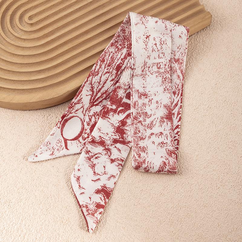 Women's Red Double-Sided Silk Scarf: Versatile Ribbon for Professional OL Wear or Headband, Perfect for Spring/Summer Korean Fashion.