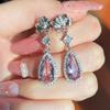 1 Pair, Fashionable, Inlaid with Synthetic Zircon, Fashionable, Versatile, Long Earrings.