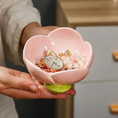 Tulip Flowers Entrance Foyer Ornaments Keys Jewelry Dressing Table Ceramic Storage Tray High-end Furniture Decorations Gifts