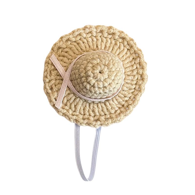 Doll Mini Knitted Woven Straw HatHat Simulation Handmade Hats Toys Doll Dress Up Accessories For Kids Pretend Play Toy