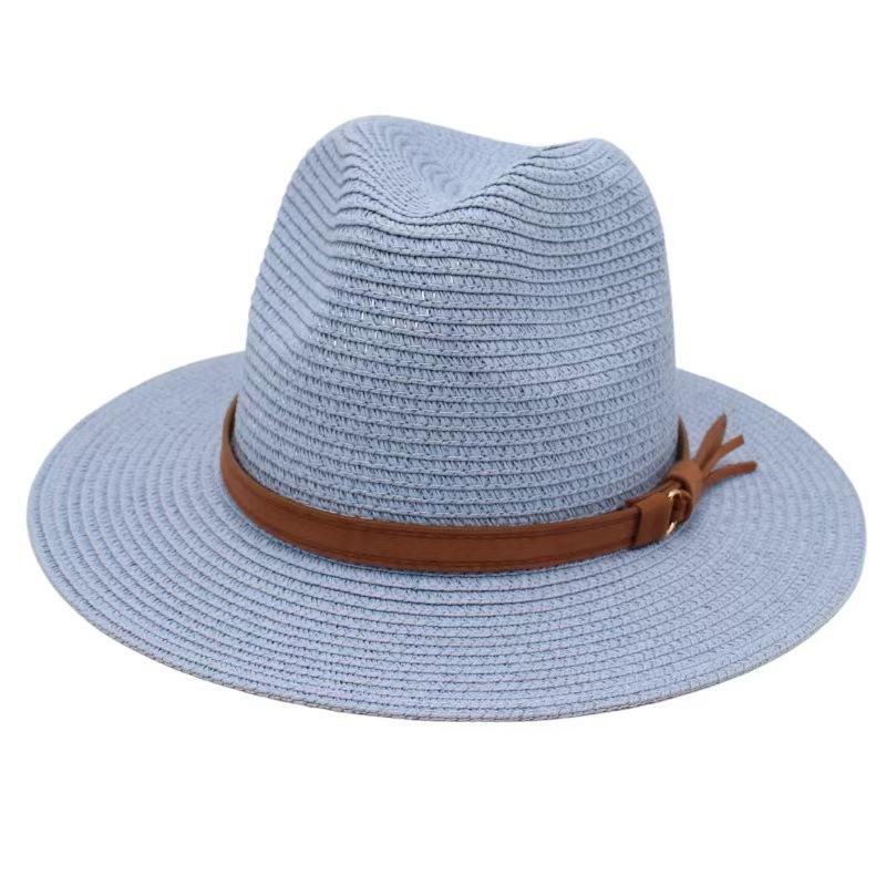 Cappello Panama Primavera Estate con Cinturino Giallo Accessori Cappello di Paglia Spiaggia Traspirante Casual Cappello Jazz Stile Europeo Americano