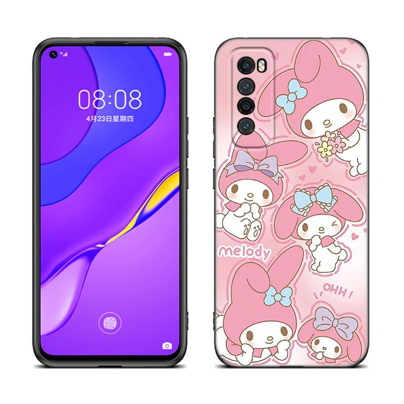 Cute My Melody Black Silicone Phone Case For Huawei Nova 8 9 10 SE 11 Ultra 12 Pro 7i 8i 11i 11E Y70 Plus Y60 Y61 Y71 Y90 Y91