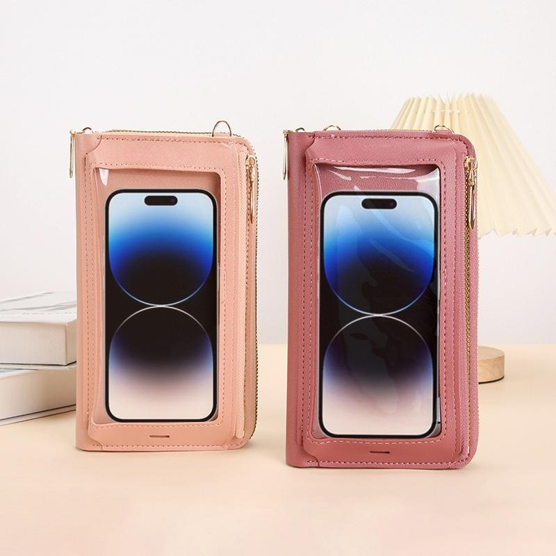 Touchscreen Mobile Phone Bag Female Oblique Cross Anti-theft Multi-function Shoulder Transparent Mini Bag Wallet Mobile Phone Bag