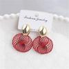 Stranded Wire Circle Pendant Earrings for Women Geometric Metal Enamel Loop Jewelry oorbellen Red Earring