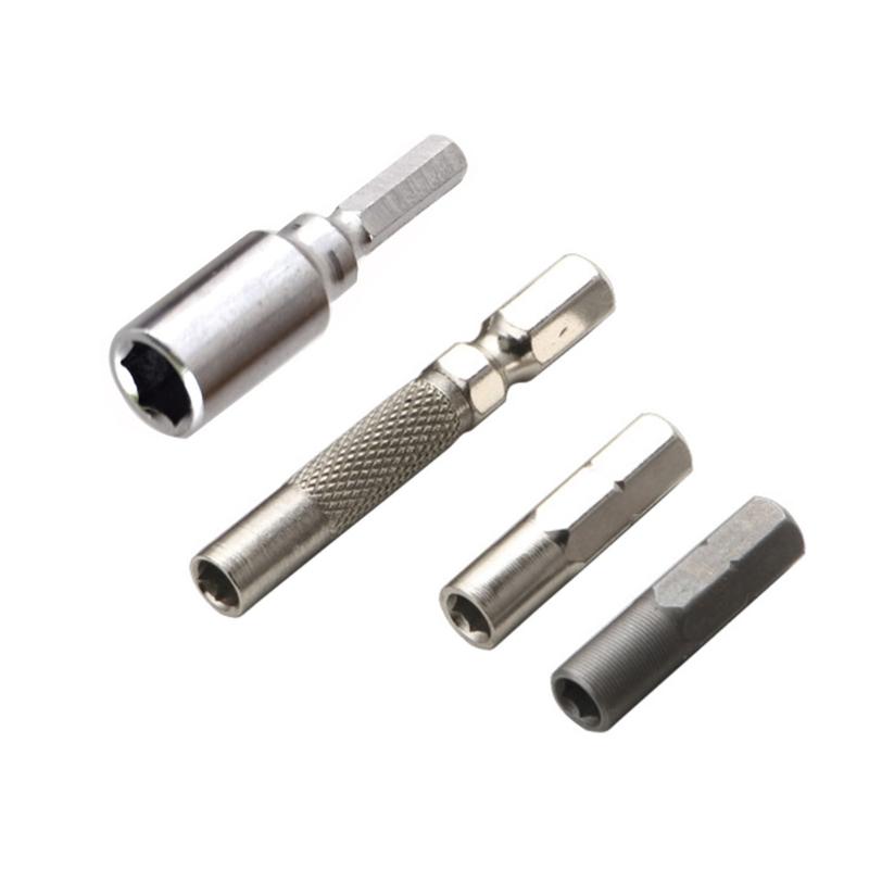 

4Pcs Carbon Steel Hexagonal 1/4 to 4 mm Bit Adapter for Drill Bit Conversion Between 6.35mm and 4mm Size 1