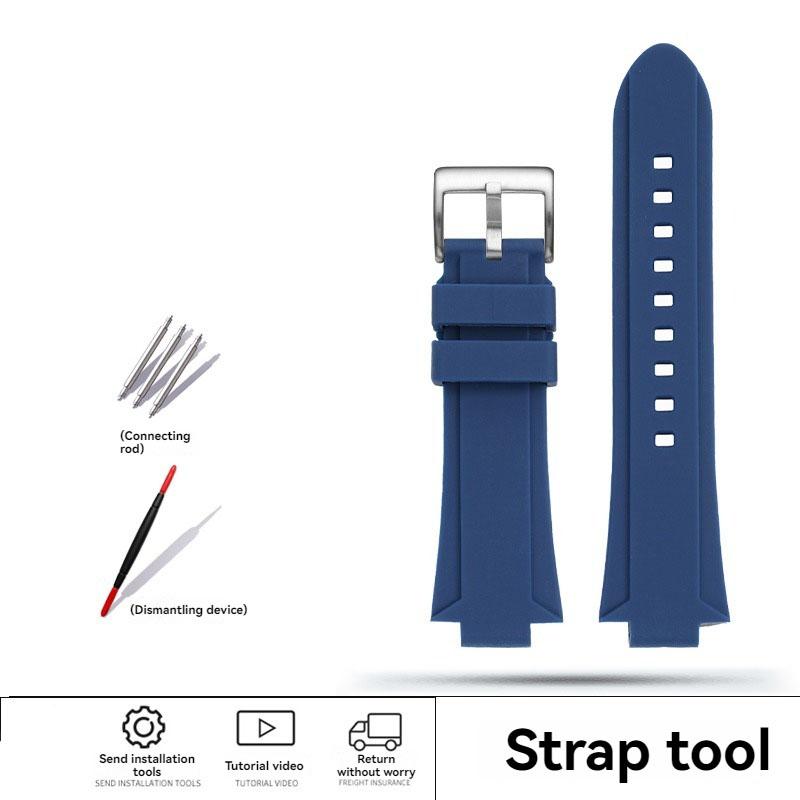 

For GUESS W0149L5 Soft Silicone Rubber Watch Band Raised Mouth Men s Sports Waterproof Bracelet Wristband 26x14mm Black Blue 26x14mm