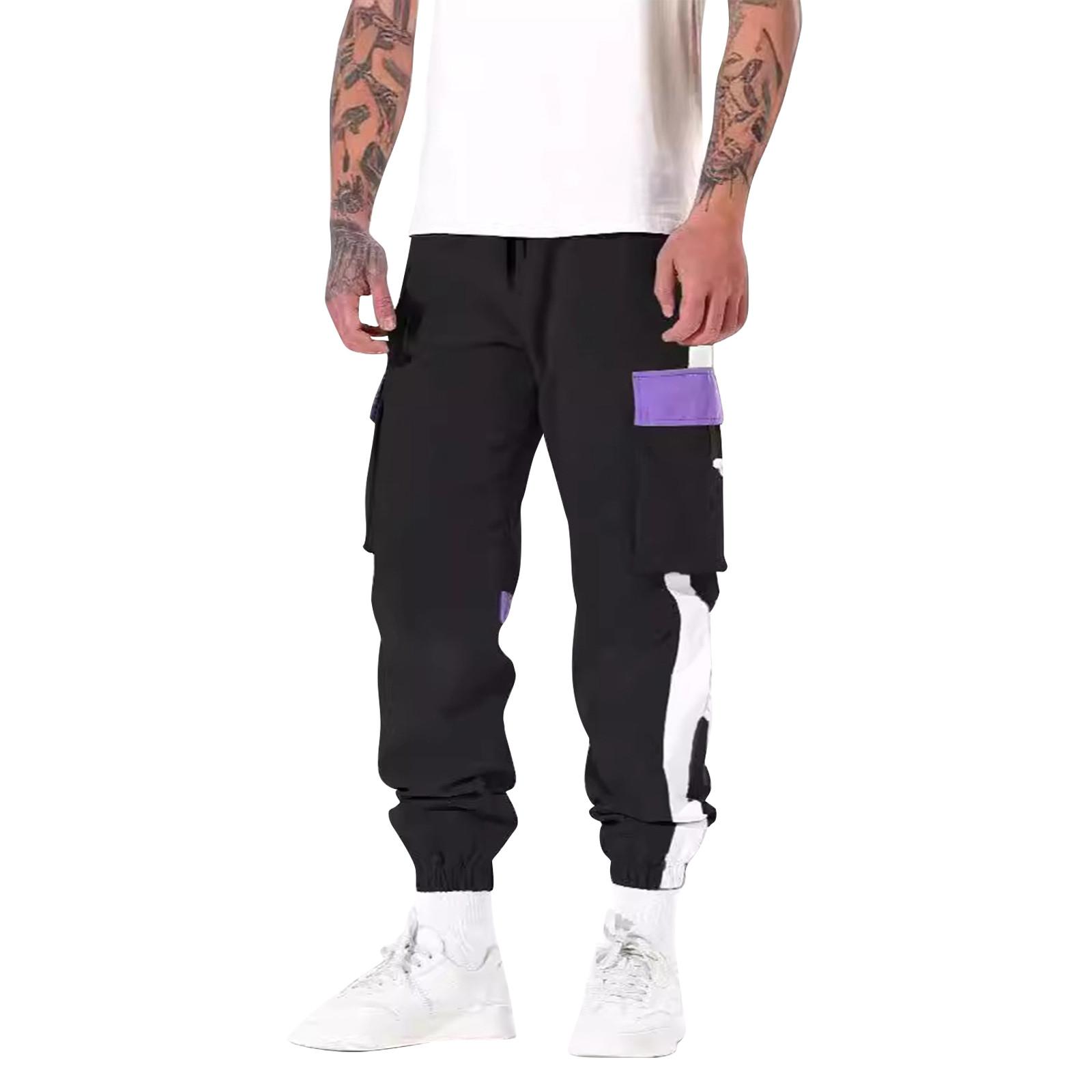 

Повседневные спортивные брюки мужские свободные длинные вставки фитнес бег тренировочные брюки XXL чёрный