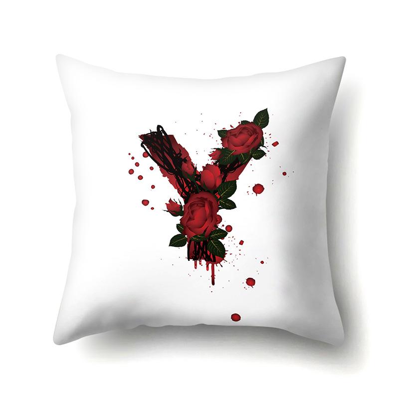 Halloween Polyester Kissenbezug Rose Kopfteil Auto Taille 26 Englische Buchstaben Gedruckter Kissenbezug