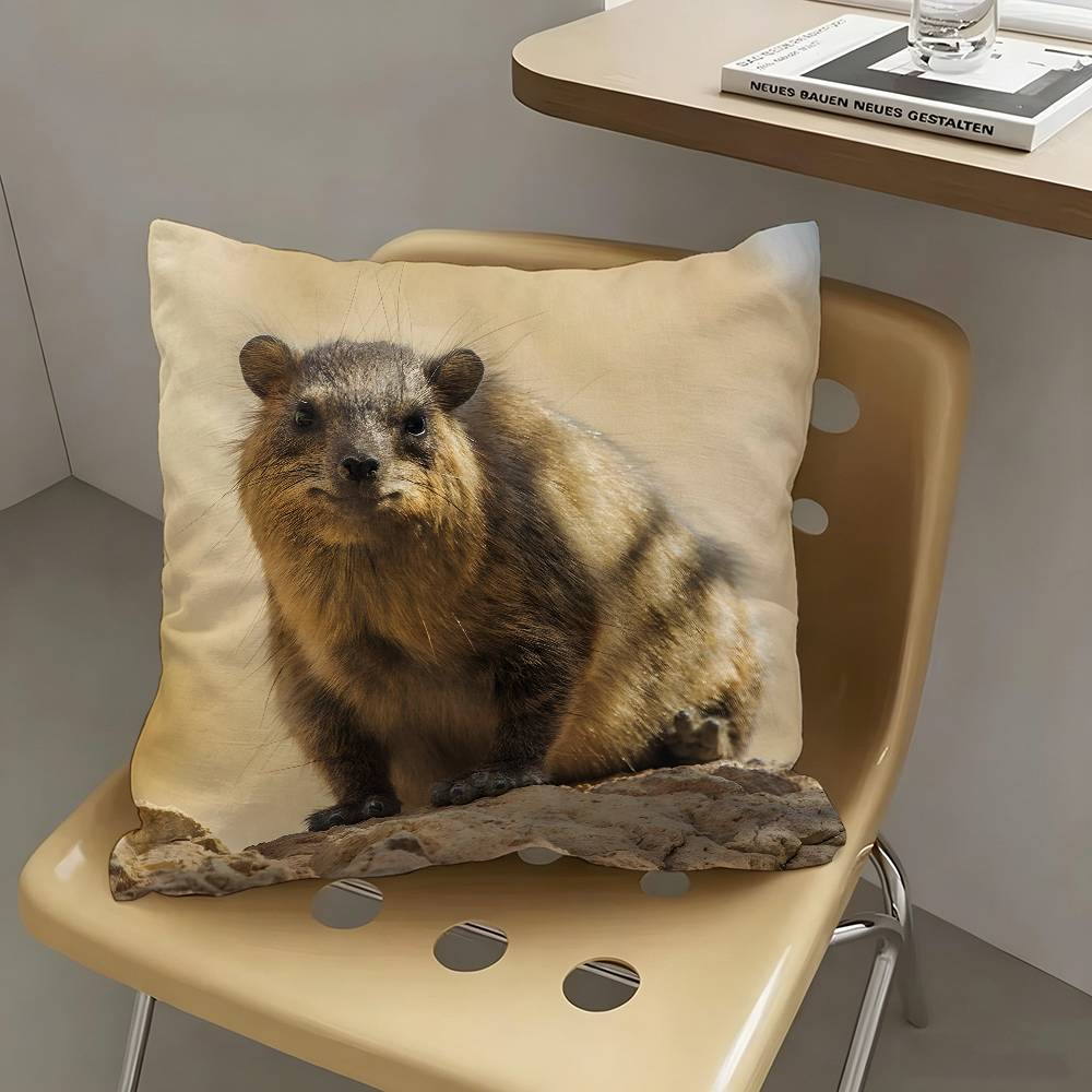 1pc Rock Hyrax Animal Pillow Case Fashion Square Pillowcase Bedroom Sofa Room Ins Decoration Leisure