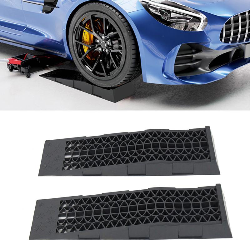 2pcs 3T Capacity Heavy Duty Car Ramps 70cm Plastic Portable Loading Access Ramps Lift Repair Maintenance Jack Lift Tool