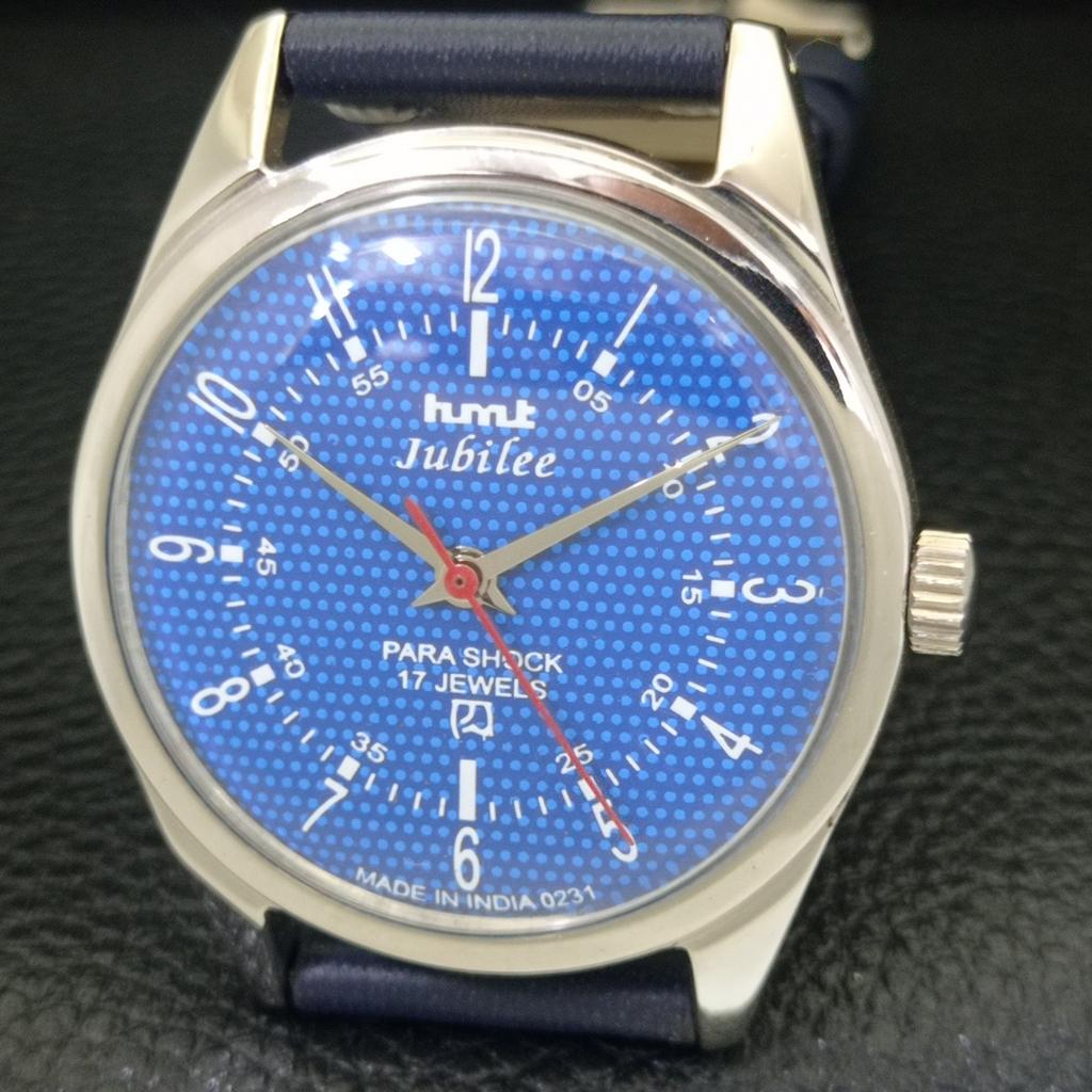 VINTAGE HMT JUBILEE MECHANICKÉ NÁRAMKOVÉ HODINKY INDICKÉ PÁNSKÉ MODRÝ CIFERNÍK a700123-5 R201-a700123