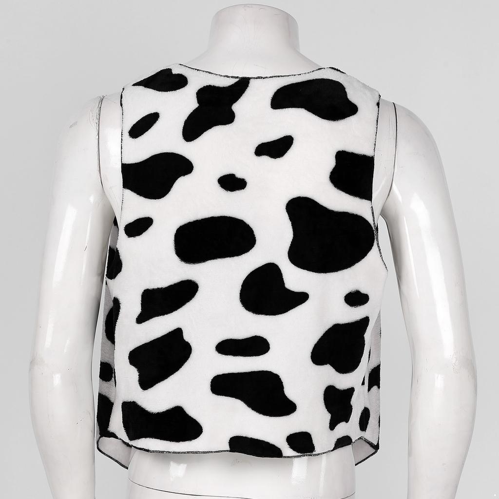 Chaleco con estampado de vaca para hombre, abierto al frente, sin mangas, tipo cárdigan, vaquero, para Halloween, cosplay, disfraz
