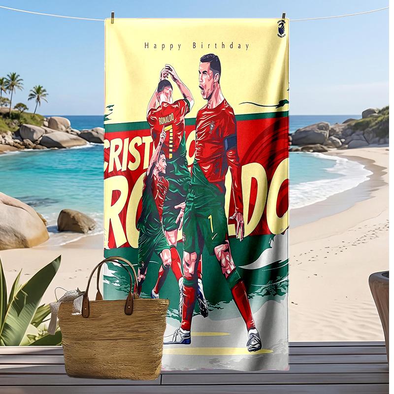 Cristiano Ronaldo Printed Beach Towel Quick Dry Soft TowelPortable Large Rectangular Beach Blanket for Travel Swimming Pool