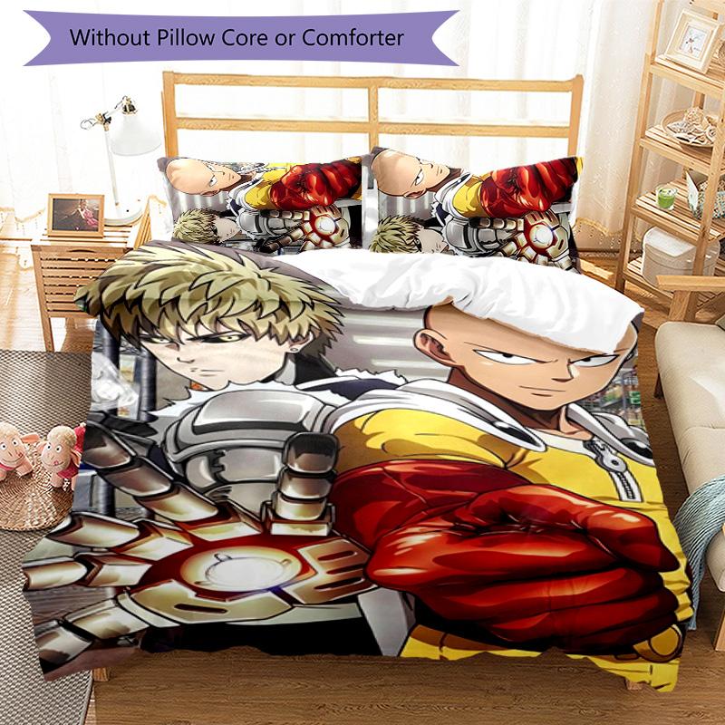 Saitama 3pcs Bedding Set Duvet Cover Closure Includes 1 Duvet Cover & 2 Pillowcases for All Seasons Bedroom Home Dorm Decor