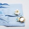 Cuff Pearly Luster Gardenia Flower Shape Easy Installation Button Cover Decorative Shirt