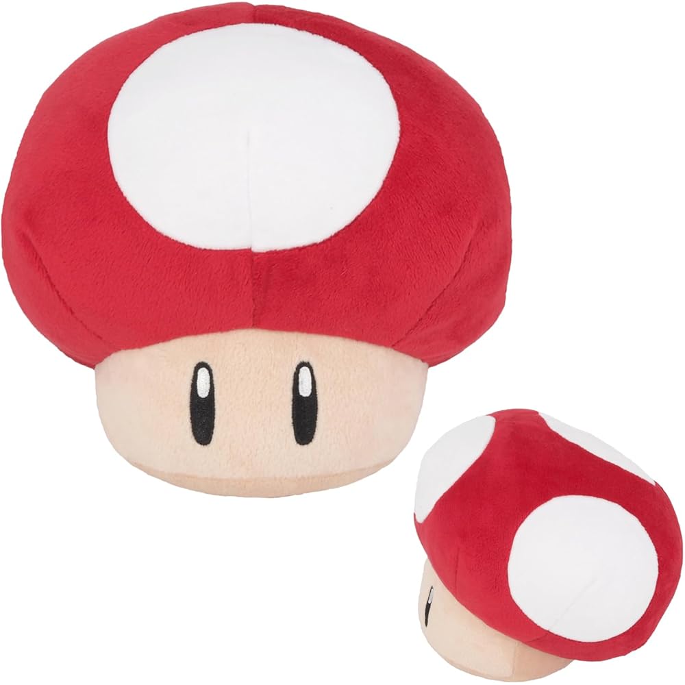 Sanei Boeki Super Mario All Star Collection Super Mushroom Plush Toy 18.5x16.5x15.5cm