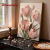 5D DIY Frameless Pearl Painting Pink Flowers Pattern Painting Kit, Suitable for Home Living Room Bedroom and Other Wall Decoration Art Paintings