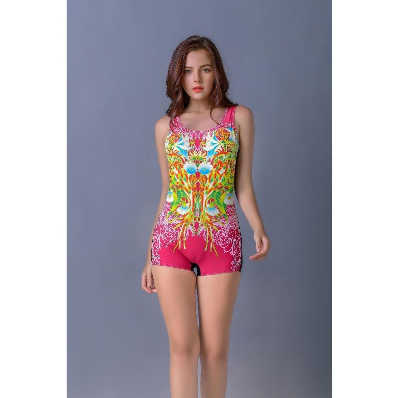 New dynamic gradual change simple pattern women's one-piece tight flat angle comfortable backless swimsuit