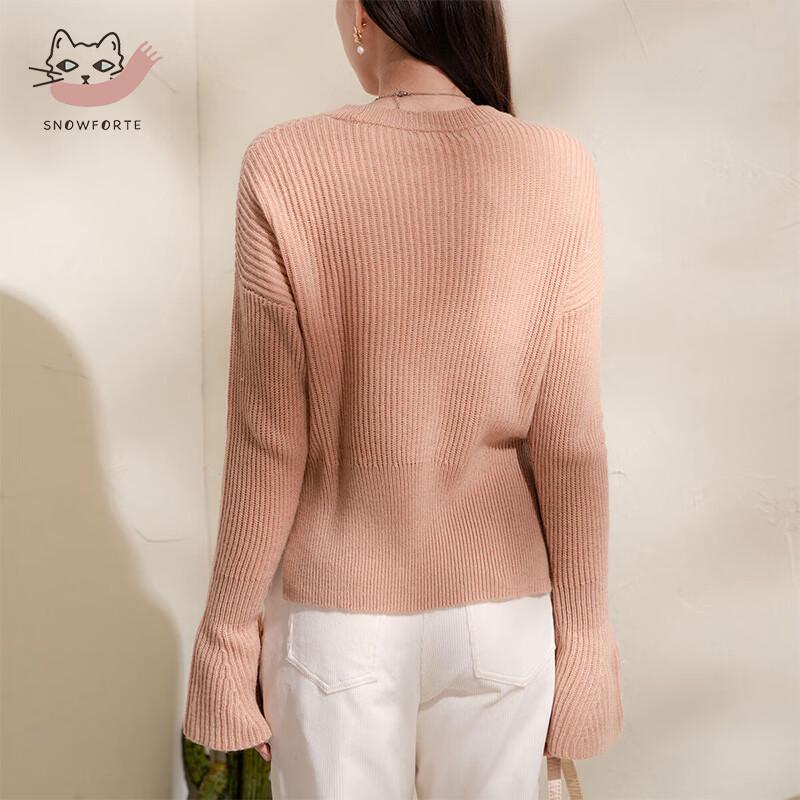 Sinuofude Women's Wool Blend Round Neck Sweater S+085
