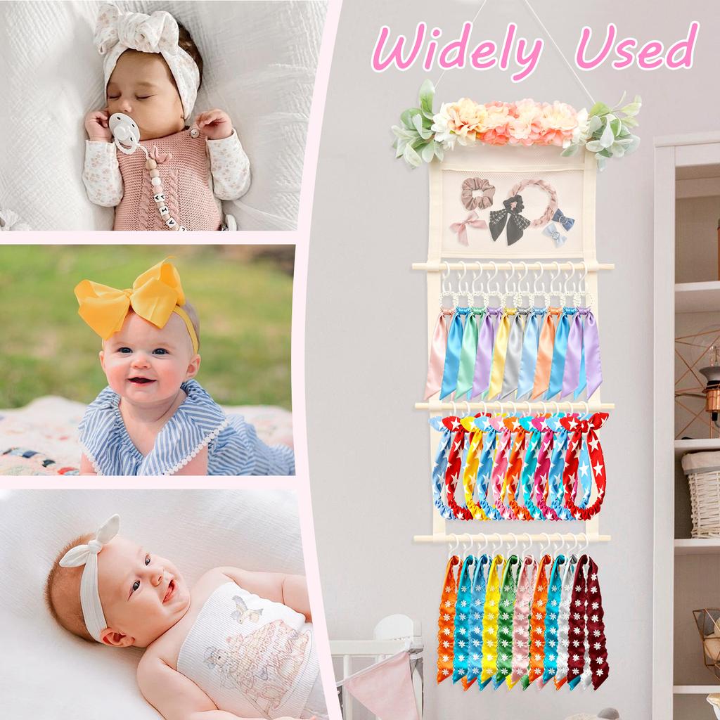 Headband Holder for Girls Baby Hair Bow Wall Hanging Organizer Headbands Hair Accessories Display Decoration for Nursery Toddler