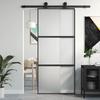 Vidaxl Puerta Corredera, Negra, 90X205 Cm, Vidrio Templado, Aluminio