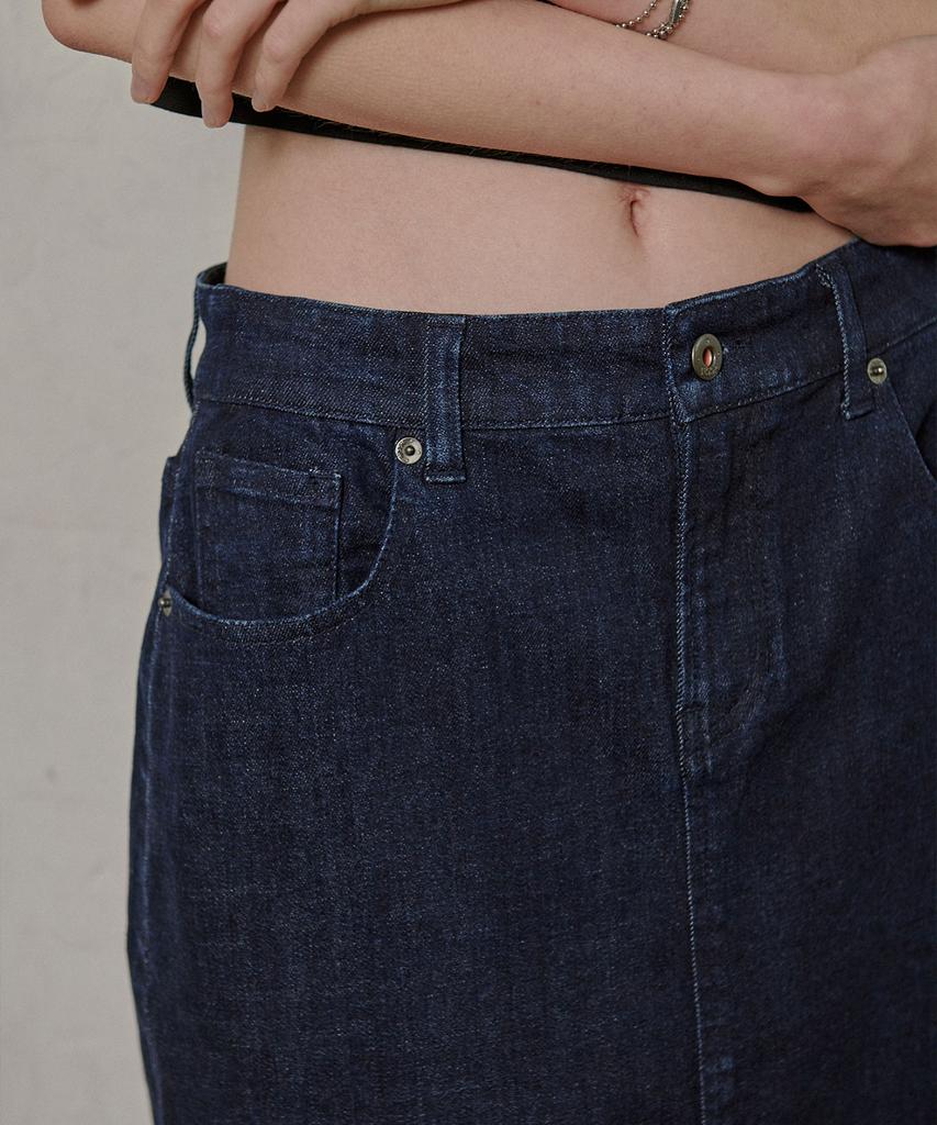 Mc Wood Gun Ronas 7992 Spandex Denim Dark Indigo Long Skirt