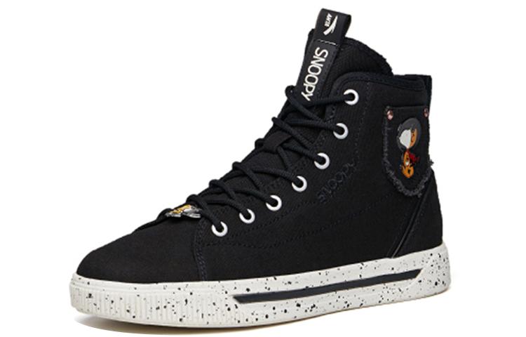 Women's Sneakers SNOOPY x Anta Canvas High top Skateboard Shoes Women's Black