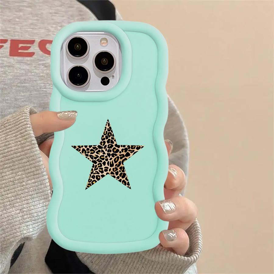 Leopard Star Design Soft Phone Cover Case for iPhone 12 11 14 XR 17 Air 8 16 Pro Max 13 15 Plus