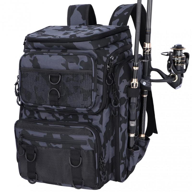 Fishing Backpack Multifunctional Rod Storage Bag Camo Outdoor Camping Gear